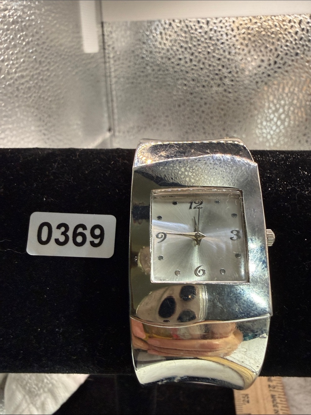 Blair Silver-Tone Women's Square Dial Cuff Watch